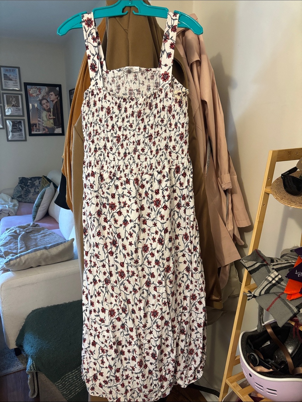 Reitmans White Midi Dress with Red Floral Print